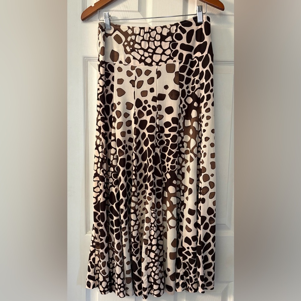 Lapis Brown and Cream Printed Maxi Skirt - Picture 2 of 9